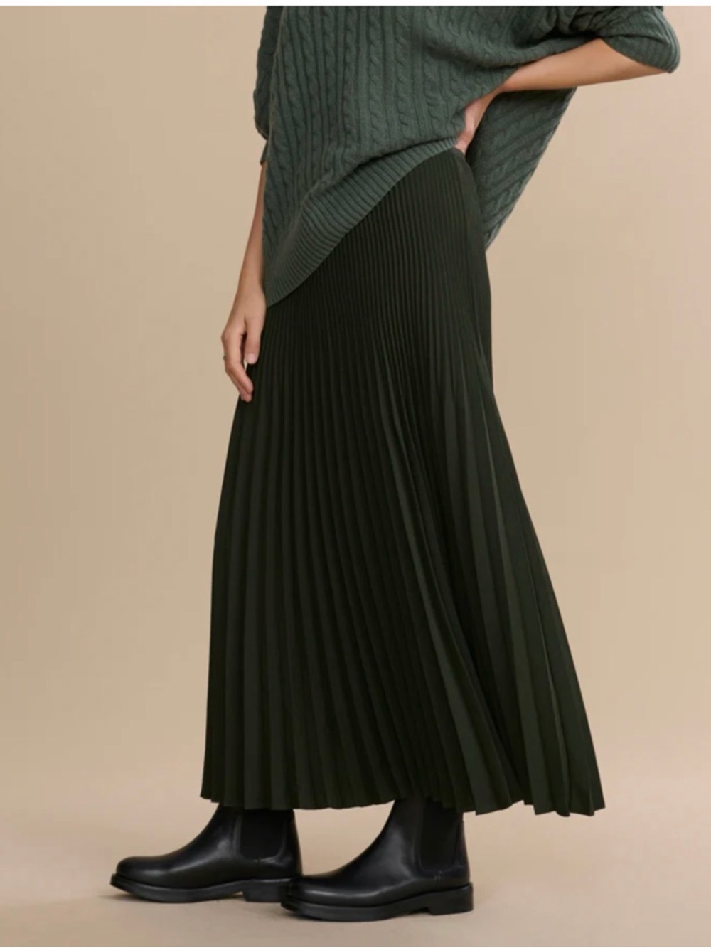Jenni Kayne Pleated Skirt in Forest Green Size XL